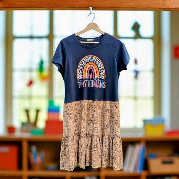 Upcycled Dresses & Skirts - Upcycled It's A Good Day To Teach Tee Dress M